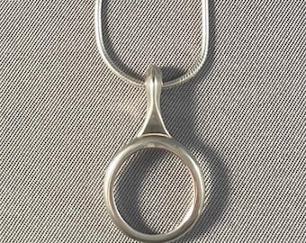 Solid Sterling Silver Clarinet Open Hole Key Pendant