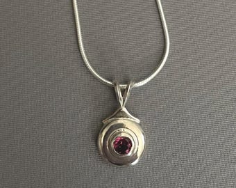 Flute Key Necklace with Gemstone, Sterling Silver Tiny Trill on Rabbit Bale