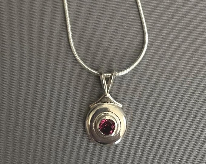 Solid Sterling Silver Tiny Trill Flute Key Necklace on Rabbit Bale with Gemstone