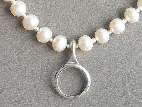 Clarinet Ring Key on Pearls Necklace