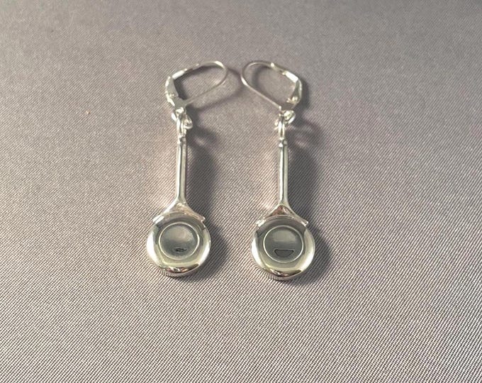 Solid Sterling Silver C-Key Flute Earrings on Ear Wires