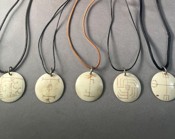 Stocking Stuffer Medallion Necklace: Carvings, Sayings, Handmade – Your Choice