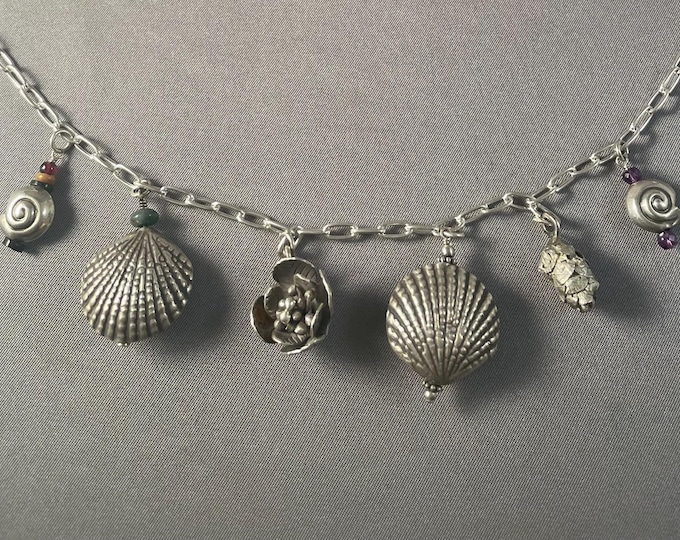 Stocking Stuffer Sterling Silver Necklace: Charms & Gemstones, Handmade – Your Choice