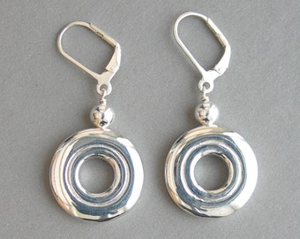 Solid Sterling Silver Open Hole Flute Key Earrings on Ear Wires