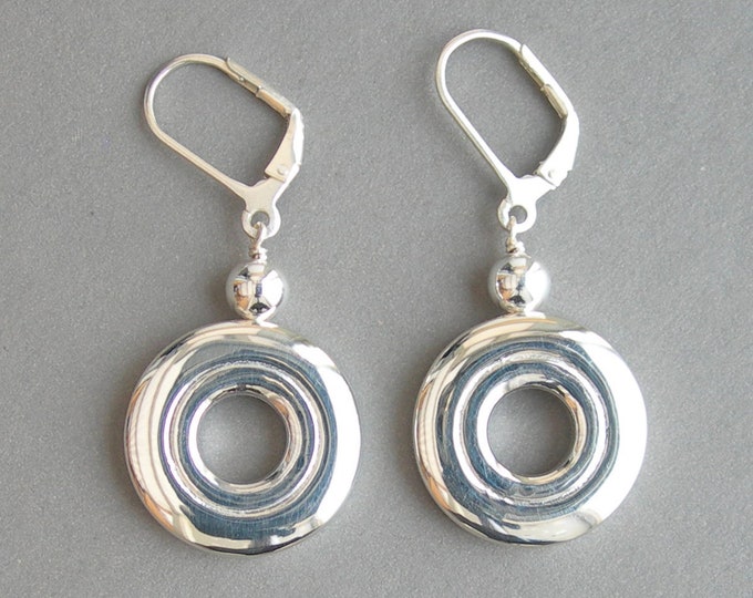 Solid Sterling Silver Open Hole Flute Key Earrings on Ear Wires