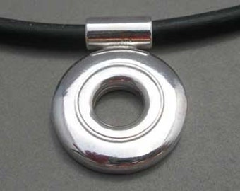Flute Key Necklace, Sterling Silver Open Hole on Tube Bale