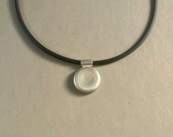 Solid Sterling Silver Closed Hole Flute Key on Tube Bale Pendant