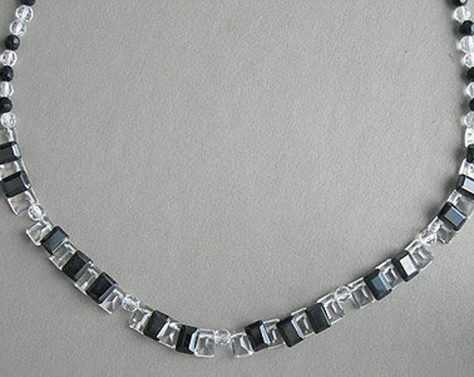 Music Jewelry, Necklace, Sterling Silver - Piano Keys, Beads, Black and White