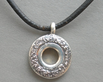 Solid Sterling Silver Open Hole Flute Key with Silver Dust Pendant