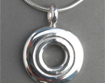 Solid Sterling Silver Open Hole Flute Key Pendant