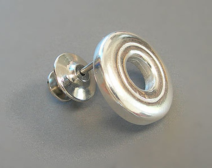 Solid Sterling Silver Open Hole Flute Key Lapel Pin