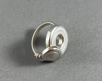 Solid Sterling Silver Open Hole and Tiny Trill Flute Key Ring with Wire Wrapping, Size 6 ONLY
