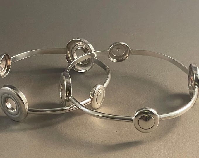 Solid Sterling Silver Open Hole and Tiny Trill Flute Key Bangle Bracelet