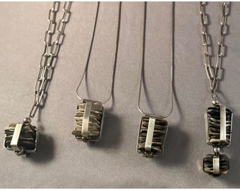 Caged Porcelain and Solid Sterling Silver Necklaces