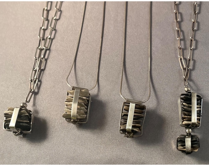 Caged Porcelain and Solid Sterling Silver Necklaces