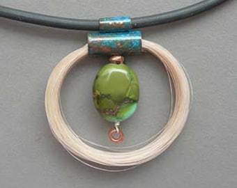 Copper and Turquoise Eternal Violin Bow Hair Pendant