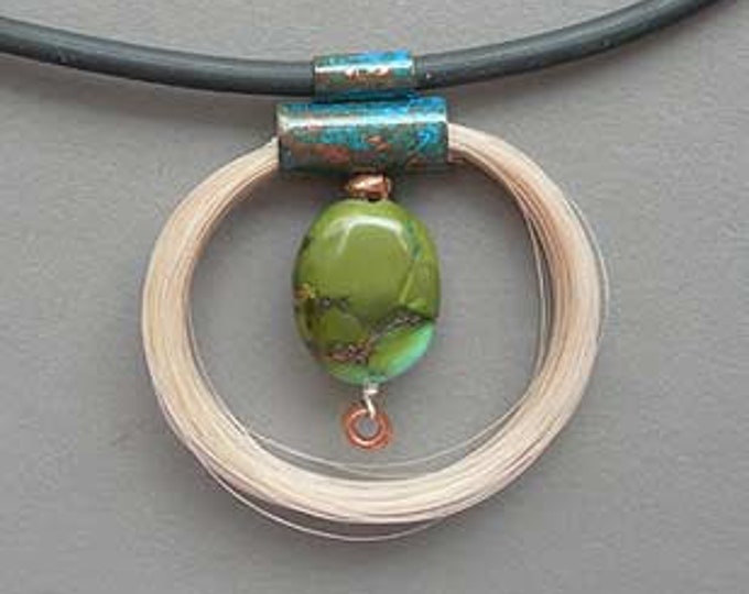Copper and Turquoise Eternal Violin Bow Hair Pendant