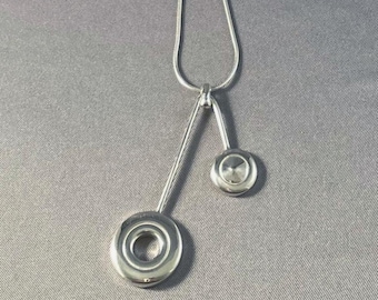 Flute Key Necklace, Solid Sterling Silver Open Hole Tiny Trill Handmade
