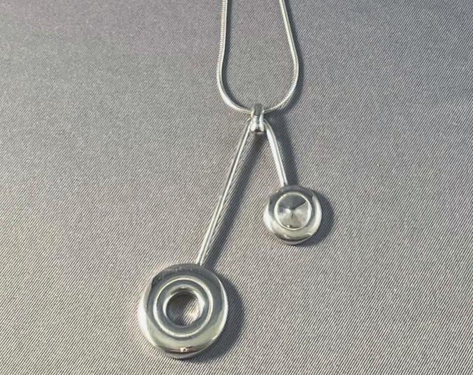 Flute Key Necklace, Solid Sterling Silver Open Hole Tiny Trill Handmade