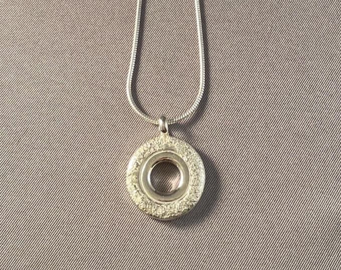 Solid Sterling Silver Open Hole Flute Key with Silver Dust Pendant