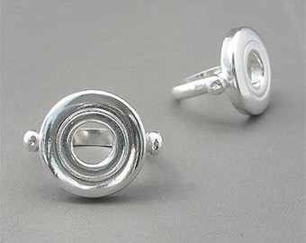 Sterling Silver Open Hole Flute Key Ring with Tiny Balls, Size 5.5 ONLY