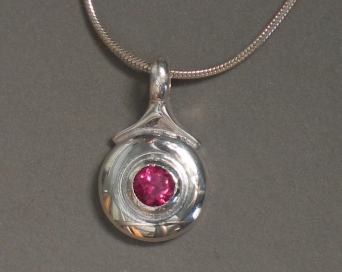 Flute Key Necklace with Gemstone, Sterling Silver Tiny Trill