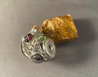 Royal Cosmic Gemstone Solid Sterling Silver Open Hole and Tiny Trill Flute Key Ring