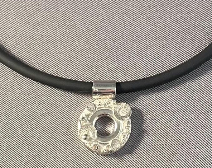 Solid Sterling Silver Steampunk Open Hole Flute Key Pendant--Solar System