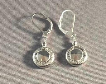 Solid Sterling Silver Tiny Trill Flute Key Earrings with Silver Dust on Ear Wires