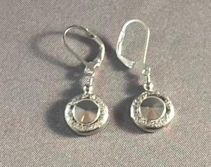 Solid Sterling Silver Tiny Trill Flute Key Earrings with Silver Dust on Ear Wires