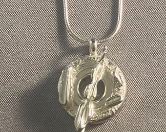 Steampunk Flute Key Necklace, Sterling Silver, Floral