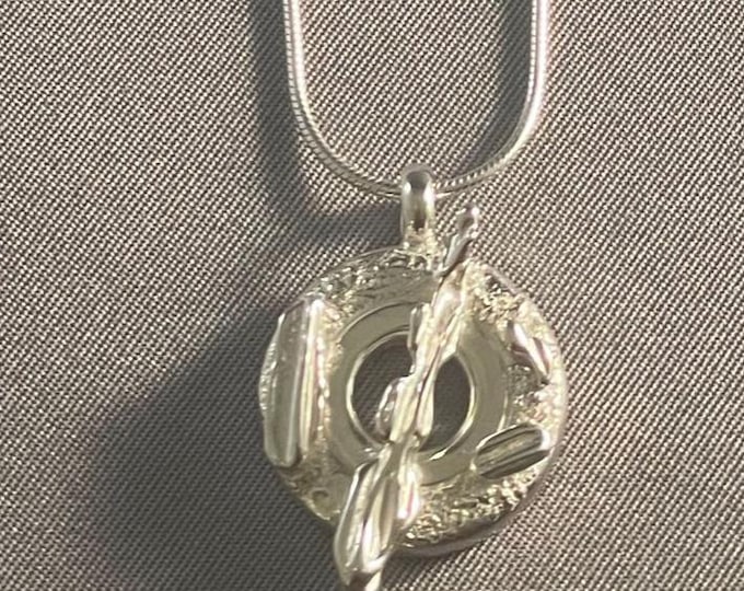 Solid Sterling Silver Steampunk Open Hole Flute Key Pendant--Floral