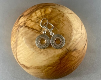 Flute Key Earrings Open Hole with Silver Dust on Ear Wires