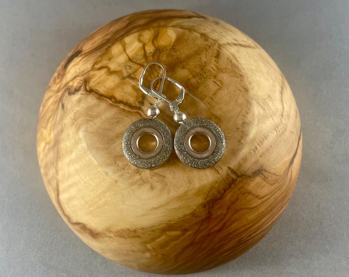 Flute Key Earrings Open Hole with Silver Dust on Ear Wires