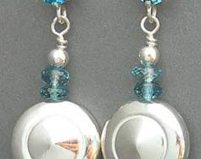 Solid Sterling Silver Tiny Trill Flute Key Earrings With Gemstones and Gemstone Posts