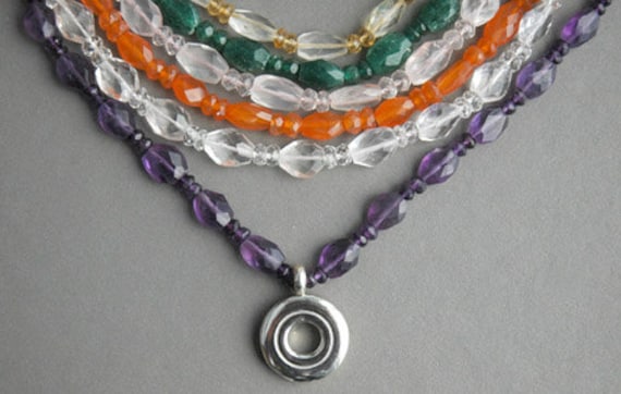 Faceted Gemstone Flute Key Necklaces