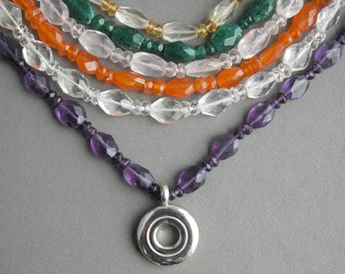 Featured listing image: Faceted Gemstone Sterling Silver Open Hole Flute Key Necklaces – Flute Jewelry Multi Color Musical Lover Pride Musician Gift