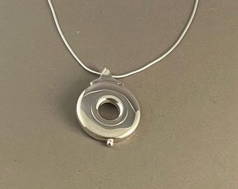 Solid Sterling Silver Open Hole Bass Flute Key Pendant with Ball