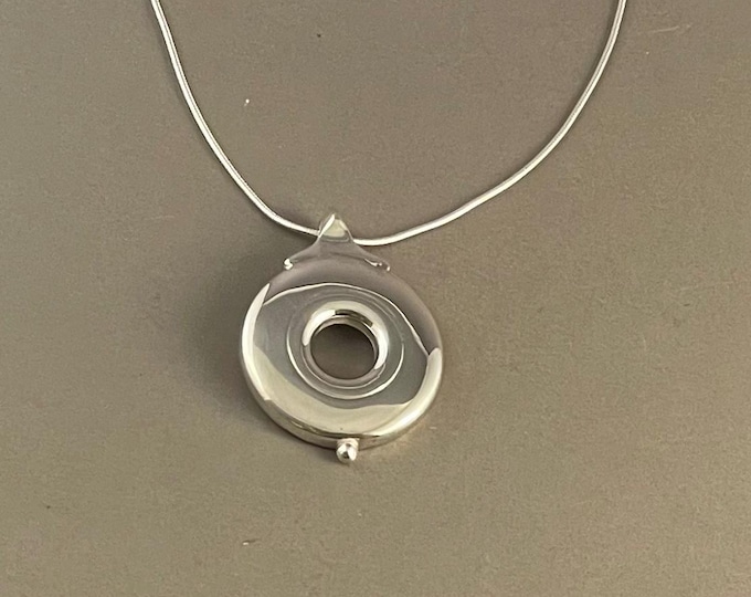 Bass Flute Key Necklace, Sterling Silver Open Hole with Ball