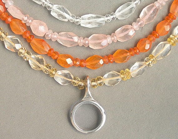 Clarinet Ring Key on Faceted Gemstone Necklace