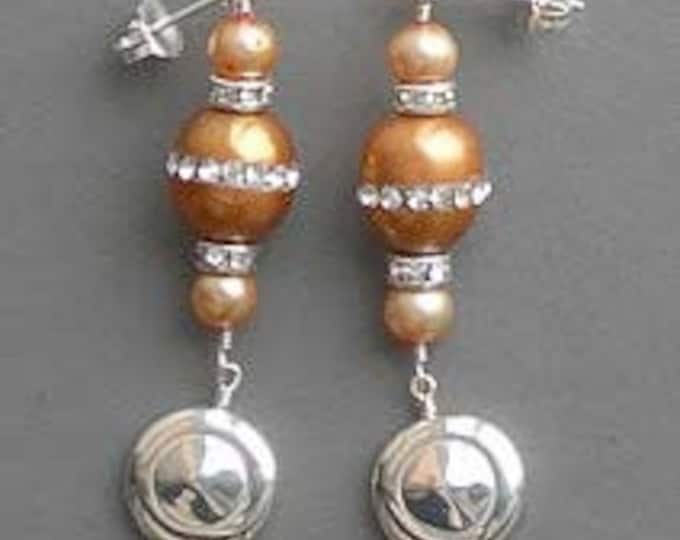 Solid Sterling Silver Tiny Trill Flute Key CZ Pearl Post Earrings