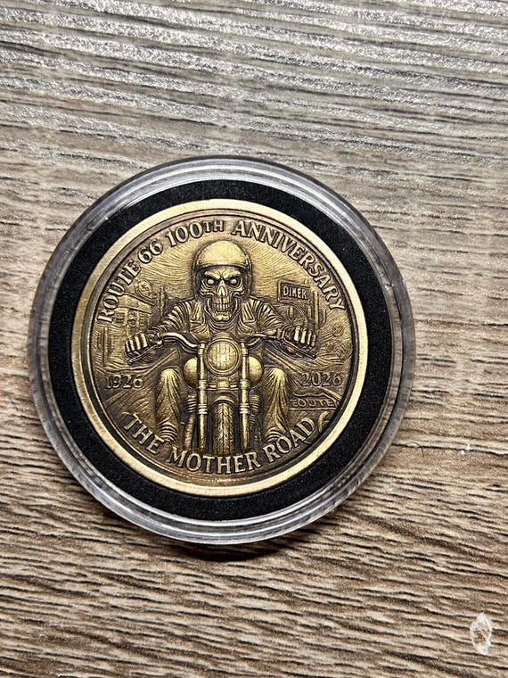 Engraved Brass Route 66 Coin: 99th Anniversary, Americana Keepsake