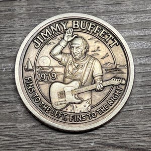 Engraved Jimmy Buffett brass coin featuring iconic lyrics and island vibes — a must for Parrotheads! Free shipping & capsule.