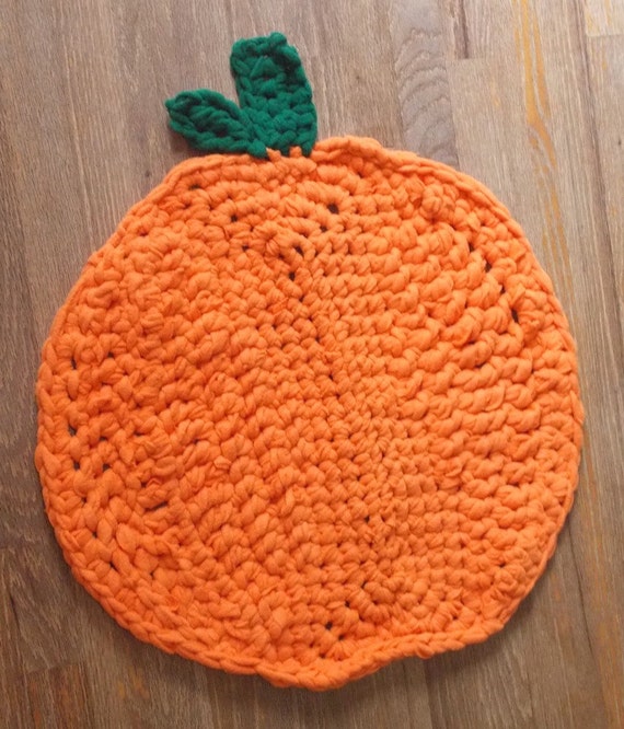 Items similar to pumpkin crocheted rag rug on Etsy