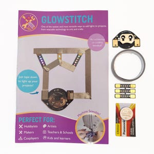 GlowStitch Mini Kit - Machine Sewable LEDs Tester Classroom Pack - Electronics Wearable Tech Educational Kids STEM Makerspace Activity