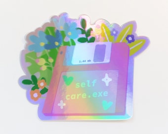 Selfcare.exe Floppy Disk Holographic Sticker