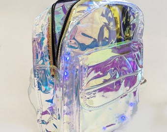 iridescent geometric backpack
