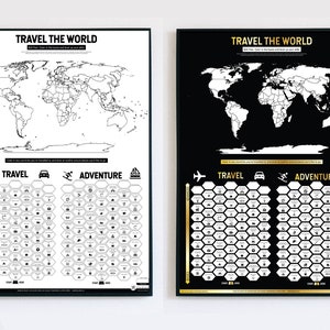 Travel Skill Tree Poster - A2 Digitale Download Travel World Map Adventure Bucket List Kleur in