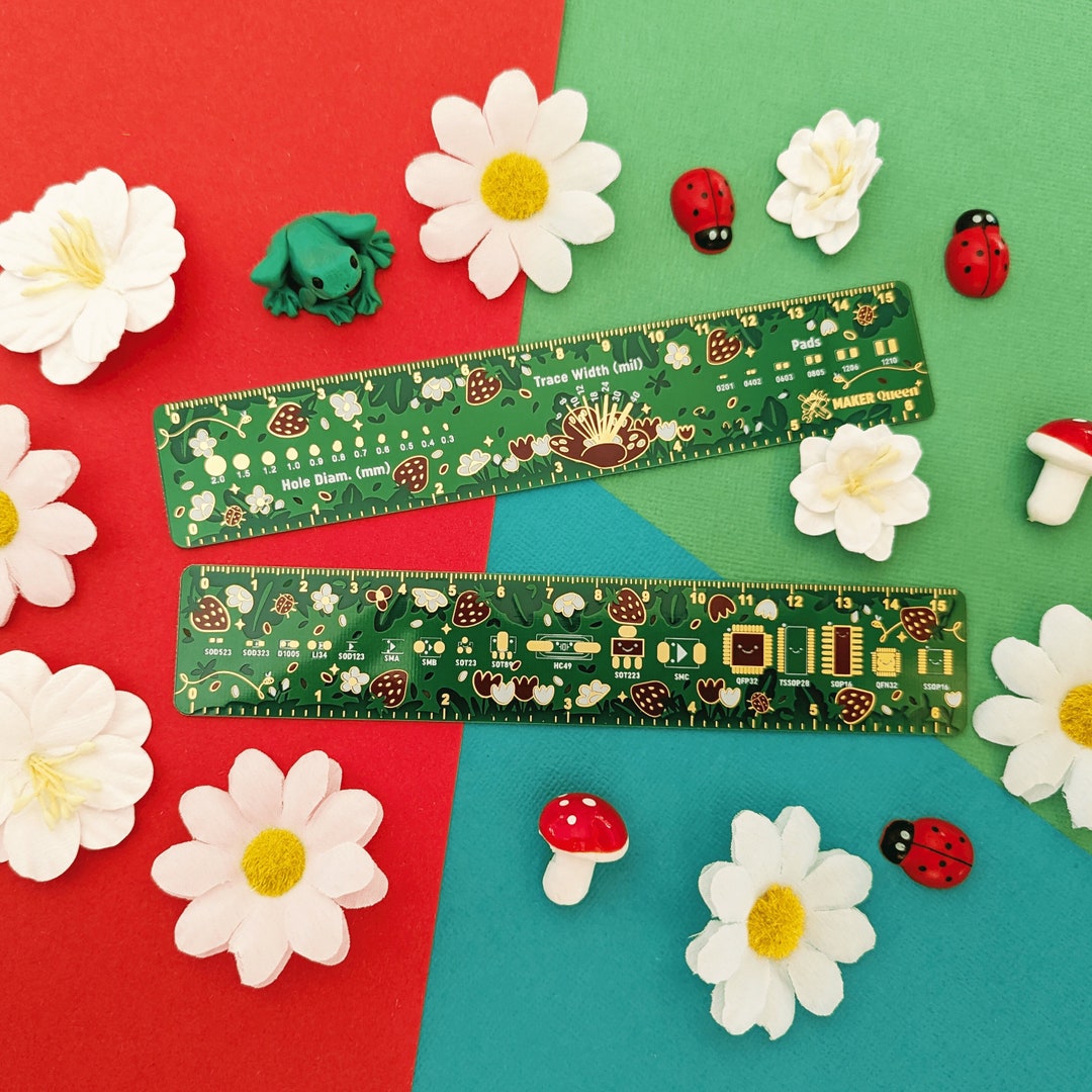 Strawberry Floral Circuits Ruler - Pcbart Cute Electronics Guide - Two ...
