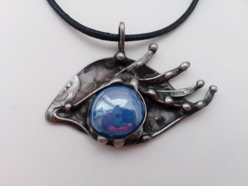 Blue eye pendant. Stained glass Jewelry. Blue Necklace Etsy